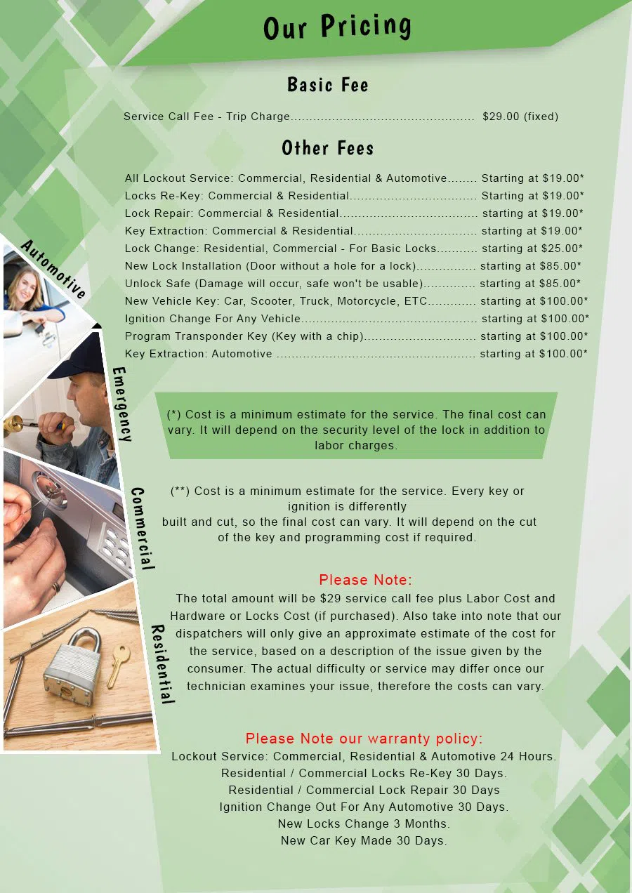 Lock Safe Services Lynnwood, WA 425-749-3865 - Pricelist-2